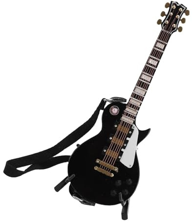 Miniature Di Strumenti Musicali Mini Modello Di Chitarra Elettrica Da 18 Cm Con Supporto E Custodia In Legno Adatto Per La Decorazione Modelli Di Tromba In Miniatura Placcati In Oro
