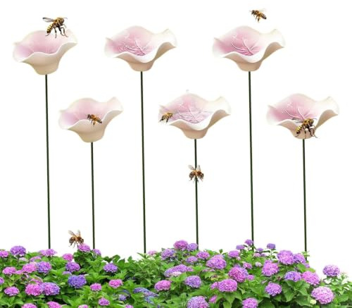 Abreuvoir à Abeilles en céramique 6 Pièces Bain à Papillons en Céramique en | Coupelles à abeilles en céramique Pour jardin de papillons, extérieur, terrasse, pelouse, balcon, pot de s