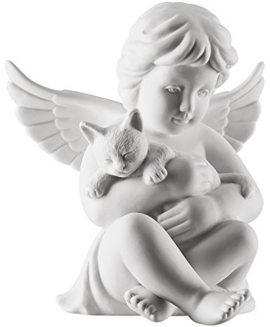Rosenthal Engel klein Weiß matt Engel mit Katze 6,5 cm