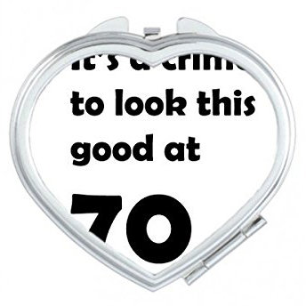 DIYthinker Englisch Letters 70 Jahre alt Präsens Muster-Herz Compact Make-up Taschenspiegel Tragbare Nette kleine Hand Spiegel Geschenk