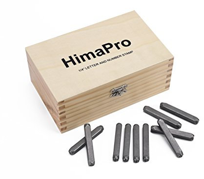 HimaPro Buchstaben- und Zahlen-Stempel-Set, 36-teilig, 40 CR, Stahllegierung, Metall, Zahlen und Buchstaben, in einem Holzkoffer (6 mm)