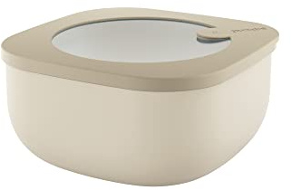 Guzzini Store&More Kitchen Active Design Contenitori Ermetici Bassi per Frigo/Freezer/ Microonde (M), 16 x 16 x 7.8 cm, Marrone (Clay)