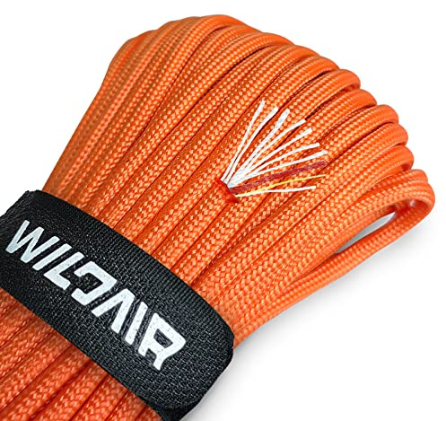 WILDAIR Paracord Survival Paracord Überlebensseile Parachute Fire Cord Survival Ropes 4-in-1 Military Typ III mit integrierter Angelschnur Fire-Starter Tinder