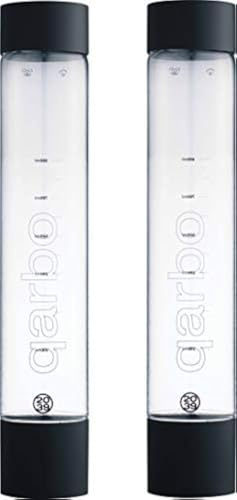 Twenty39 qarbo CLASSIC 1L Water Bottles for Sparkling Water Maker and Fruit Infuser - Set of 2 (Matte Black)