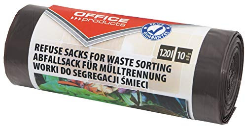 Office Products 22025232-18 - Sacchi per la spazzatura da 120 l, 10 pezzi, con ruote, per la separazione di rifiuti biologici, resistenti agli strappi (LDPE), colore: marrone