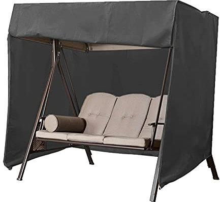 Schaukel Abdeckung, 190T Hollywoodschaukel Abdeckhaube Plane, Gartenschaukel Abdeckhaube, 223 x 152 x 183 cm Wasserdicht Schutzhülle, Abdeckplane für Schaukel, Winddicht, UV-Beständiges (Schwarz)