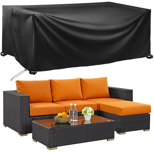Bemece Garden Furniture Covers, Outdoor Furniture Covers Waterproof with Air Vent, Upgraded 420D Oxford Outdoor Patio Rectangular Cover, Anti-UV, Tear-Resistant, 180 * 120 * 74cm