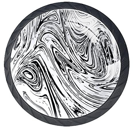 Möbelknopf Marmor Schwarz Weiß Möbelgriffe Kinderzimmer 4 Stück Schubladenknopf Bunte Knauf Schrankgriffe Kristall Türknauf Für Jungen Und Mädchen 3.5×2.8CM