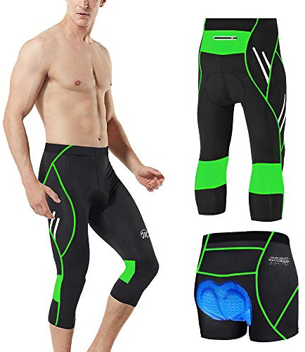 MEETWEE Cykelbyxor för män, långa cykelbyxor, kompression, cykelbyxor, leggings, cykelsportbyxor för män, elastisk andningsaktiv 3D-svamp sittkudde
