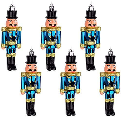 BWG 6 X Navy Blue Nutcracker Soldier 13cm Christmas Tree Baubles/Decorations