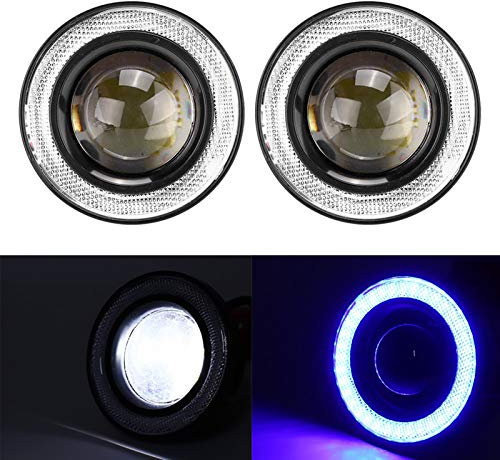 Yctze ojos de angel luces antinieblaPar de faros antiniebla LED de 3,5 pulgadas Angel Eyes con montaje de repuesto universal COB para coche, SUV, camión (luz blanca)
