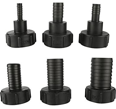 Garten-Klempnerschlauch-Adapter Inlet S60 grobe Innengewinde Ibc. Tankadapter Outlet 1/2 3/4 1 1,25 1,5 2 PIPING-Schnittstelle Ibc. Tankbeschläge (Color : Black)