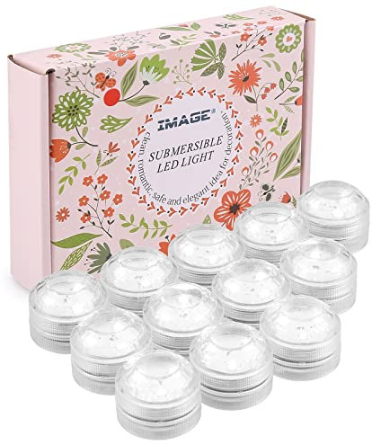 IMAGE 12 Stück LED Teelichter Unterwasser Batteriebetriebene Kerzen Wasserdichte Submersible Tea Lights Dekoration für Party, Hochzeit, Teich, Pool, Garten und Bad, kaltweiß