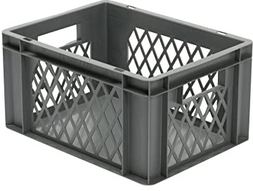 LA-KA-PE der ROLLENDE SHOP - Euro-Stapelbehälter 400x300x210 mm durchbrochen grau