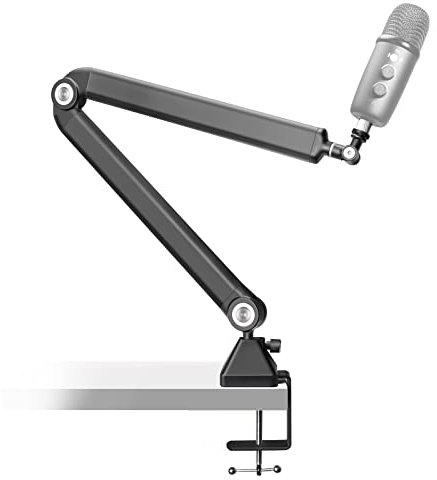 AFAITH Mikrofon Arm Ständer Halterung mit Kabelführung, Professioneller robuster Broadcast Mikrofonständer für Blue Yeti,Blue Snowball,HyperX QuadCast,SoloCast und Studio Programm Aufnahme