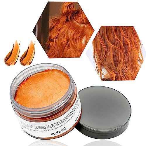 Cera de Color para el Cabello, Tinte de Cabello Temporal Mujer y Hombre, Cera Pelo DIY, Fórmula Planta Lavable Cera de Peinado Natural Mate 4.23 OZ Naranja
