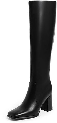 Modatope Kniehohe Stiefel Frauen Chunky Heel Square Toe Hohe Stiefel für Frauen High Heel Seitlicher Reißverschluss Lange Stiefel, A-Schwarz, 39 EU