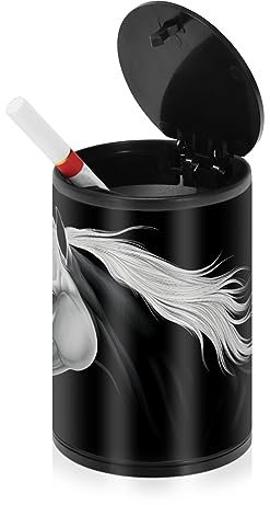 Aschenbecher für Zigaretten mit Deckel, geruchshemmend, Edelstahl, tragbar, rauchfrei, selbstlöschend, Schwarz / Weiß