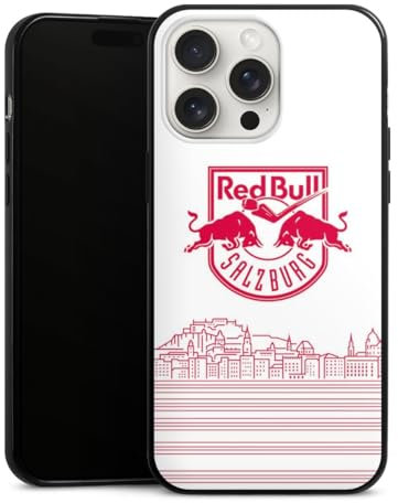 Slim Case extra dünn kompatibel mit Apple iPhone 15 Pro Max Silikon Handyhülle schwarz Hülle Eishockey Skyline EC Red Bull Salzburg