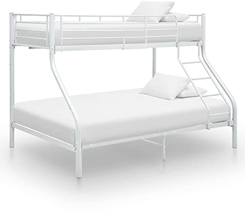 Festnight Etagenbettgestell Metall Etagenbett 3 Personen Stockbett Weiß Etagenbett Jugend Hochbett Erwachsene Bettrahmen Bettgestell Metallbett Doppelstockbett Schlafzimmerbett 140x200 cm/90x200 cm