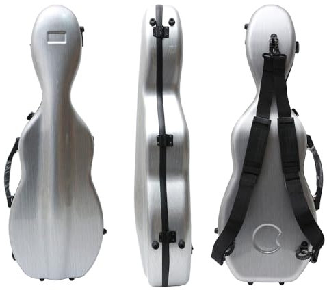 WUQIMUSC Geigenkoffer 4/4 volle Größe Composite Kohlefaser Hartschalenkoffer Starker Griff Rückengurte Weiche Polsterung (Silber), CASE-24