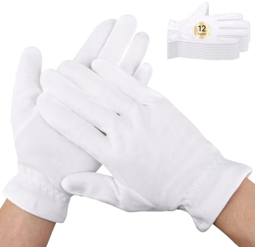 Segbeauty 24 guantes hidratantes, guantes de mano hidratantes durante la noche con banda elástica, guantes de algodón blanco para manos secas, guantes de loción durante la noche para mujeres, guantes