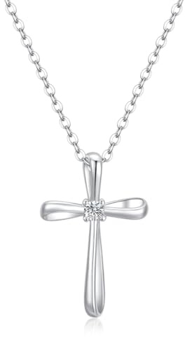 GAVU Collar Cruz Mujer, Collar Mujer Plata de Ley 925 con Colgante Cruz Cristiana, Regalo de Confirmación