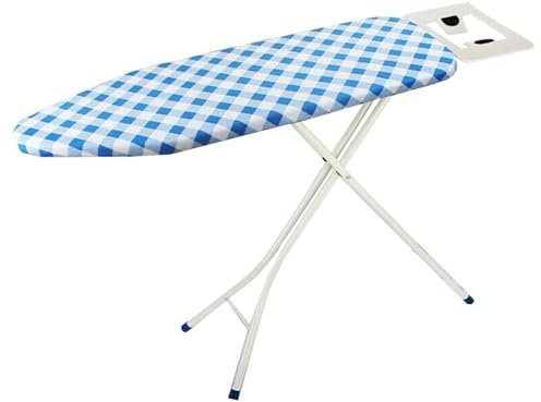 Folding Ironing Board with Iron Rest, 90x30CM Dual Height 60-80CM Non Slip Feet Strong Frame, Lightweight Collapsible Large Foldable Iron Board with Cotton Cover Easy to Fold Suitable for Small Spaces