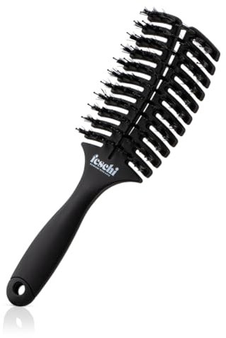 feschi Haarbürste mit veganen Borsten - Haarbürste ohne ziepen durch die Haare - perfekte Kopfform Passung - ideal für lange Haare - antistatisch - the essential - Hair Brush - Entwirrbürste