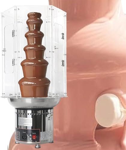 PRMTYUP Cubierta De Acero Inoxidable para Chocolate, Cubierta para Fuente De Chocolate Comercial, Cubierta para MáQuina De Fuente De Chocolate De 4 A 7 Niveles, Cubierta,Clear,5tiers