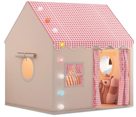 Play Kids Tent for Girls; Multi-Coloured Ball Lights & Toy Rainbow Frog. Outdoor Indoor Playhouse for Children – Toys & Gifts for Girls Age 3 4 5 6 7.120cm W, 105cm D, 128cm H Pink Kids Play Tents