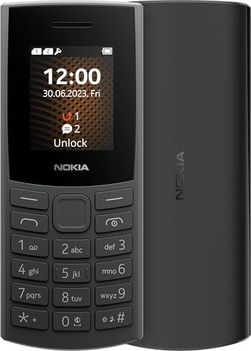 Nokia 105 4G Edition (2023) Feature Phone with Dual SIM, 1.8 Inch Display, 1450 mAh Battery, 48 MB RAM / 128 MB ROM, Expandable Memory, 3.5 mm Headphone Jack, FM Radio - Charcoal (Renewed)
