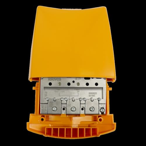 Amplificador de mástil 1 entrada, alta ganancia, compacto, ideal para aumentar señal de TV y mejorar recepción en interiores o exteriores.
