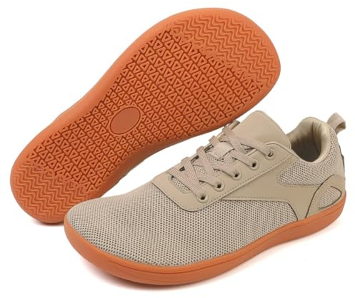 ZEPYFXIT Minimalistiska sneakers dam barfoot skor herr lättviktig andningsbar flexibel barfota utomhus sport löparskor fitness, Khaki, 46 EU