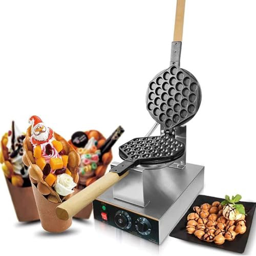PODEC 1400W Bubble Waffle Machine, Waffle Maker Electric Egg Waffle Making Machine, 50-250℃ Temp and 0-5Mins Timing Adjustment, 180° Rotating & Double Side Heating for Snack Shop Cafe or Home