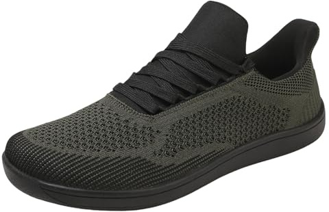 Barfotaskor herr sommar barfotaskor herr sport sneakers nät sneakers platt sula fritidsskor sportiga sportskor andas promenadskor enfärgade träningsskor casual, Grön, 50 EU