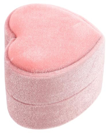 BESPORTBLE Herzförmige Ringbox aus Rosa Velours Fein Genäht Kreatives Schmucketui für Verlobungsringe zur Hochzeitszeremonie und Romantischen Anträgen