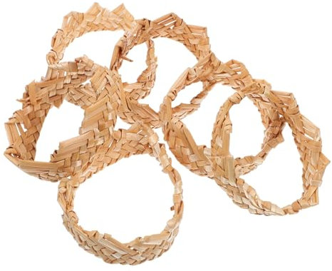 GLEAVI 6 Servilleteros Rústicos de Paja, Decorativos, para Mesa y Bodas, Fáciles de Usar, Estilo Boho, Beige
