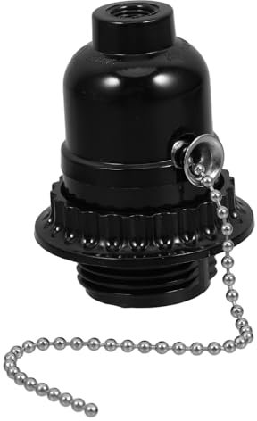 DIYEAH Portalámparas De Techo E27 Con Base De Madera y Cadena De Tracción, Adaptador De Lámpara Con Interruptor De Cadena, Repuesto Eléctrico Para Uso Residencial y Comercial, 1 Unidad