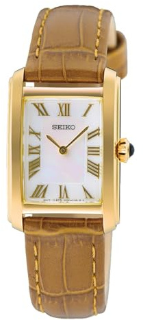Seiko Classic Brown Ladies Watch with Leather Strap, 5 Bar Water Resistance, Case Diameter: 22 mm, SWR100P1