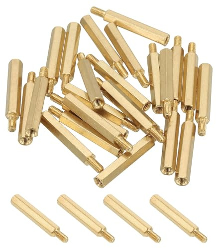 PATIKIL M3 Messing Sechskant Abstandshalter 25 Stück PCB Motherboard Abstandsschrauben Für Drohne Quadcopter Computerbau Elektronikprojekte Leiterplatte Gold (M3 x 25mm+6mm)
