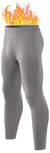 gagli Thermal Underwear Bottoms for Men, Thermo Pants Fleece Lined Leggings Soft Warm Base Layer - Lightweight Long Johns for Cold Weather Grey