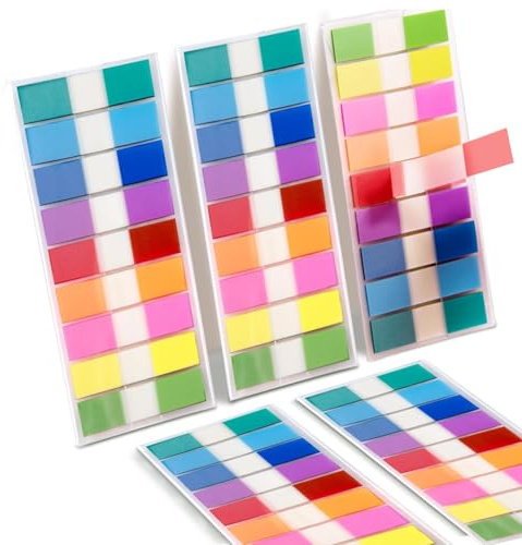 Segnapagina Adesivi, Note Adesive, Confezione da 900 segnalibri autoadesivi trasparenti in PET Multicolore per segnalibri, studio, ufficio, pianificatore scolastico, memo