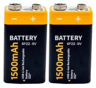 Batería De Iones De Litio De 9 V 6F22, 1500 MAh, USB Tipo C, For Juguetes Y Control Remoto.(2pcs 6F22)