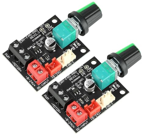 Aideepen 4 Pin 12V PWM-Lüfterregler, 2 Stück DC 8-24V 5A 120W(Max) 4 Draht Fan Speed Controller, DIY Drehzahlregler für bürstenlose Motoren