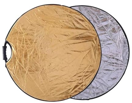 Runder Fotografie-Lichtreflektor, 5-in-1-Fotografiereflektor, Mehrfarbig, 60–110 cm(80CM-Gold Slver)