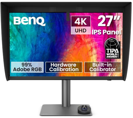 BenQ Creative Pro PD2770U 27 – Moniteur 4K avec Calibration matérielle intégrée, 99% Adobe RGB/DCI-P3, 100% Rec.709, USB-C 96W, KVM, Daisy Chain, réglable en Hauteur, idéal graphisme et vidéo