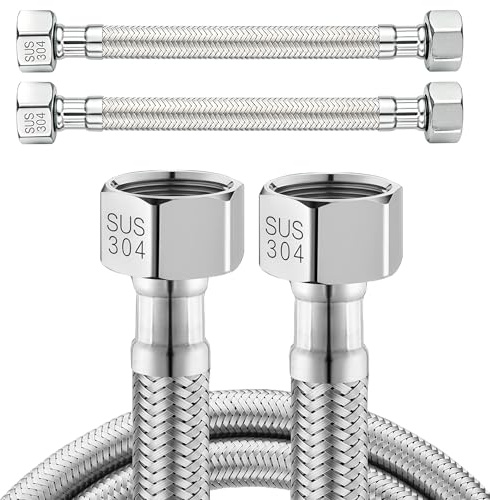 2 Stück Flexschlauch 3/8 ÜWM x 3/8 ÜWM,Flexschlauch Edelstahl 20CM,3/8 Zoll Flexibler Panzerschlauch,Verbindungsschlauch mit Edelstahlumflechtung,Anschlussschlauch für Wasserhahn Eckventil