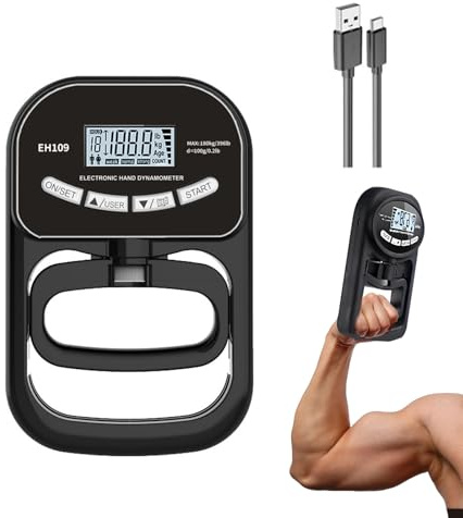 Allenatore Di Forza Di Presensione Da 180 Kg, Dinamometro Elettronico Ricaricabile, Dinamometro Regolabile Per La Forza, Tester Di Presensione Digitale Con Schermo LCD (nero)