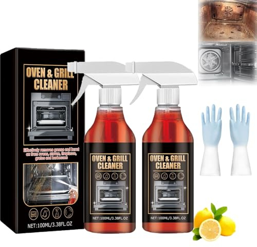 Oven and Grill Cleaning Spray – Dissolves Grease in 5 Minutes, All Purpose Cleaning Spray for Oven, Oven Rack Cleaner Spray for Ovens, Grills, Stoves, Fireplaces, Grates and Barbecues (2pcs)